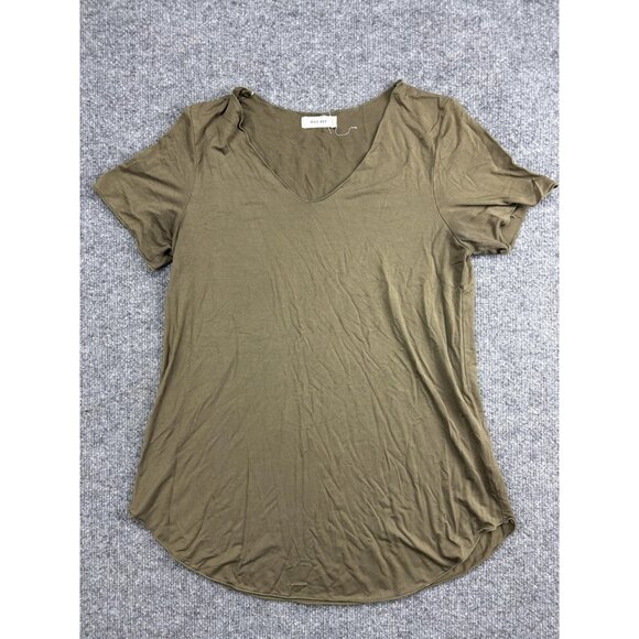 Mod Ref Shirt Womens Small Olive Green Short Sleeve V Neck Soft Casual Tee Top - Picture 1 of 7